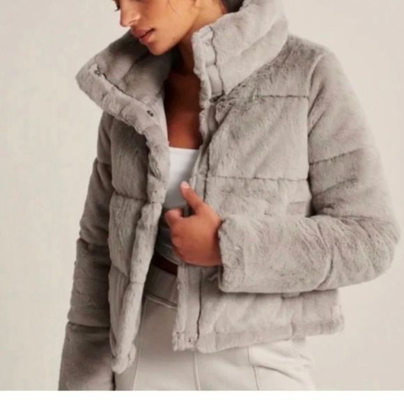 Abercrombie & Fitch Gray Puffer Jacket - Picture 1 of 16